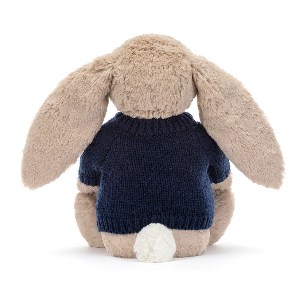 Blossom Beige Bunny 'Petal' with Personalized Navy Jumper