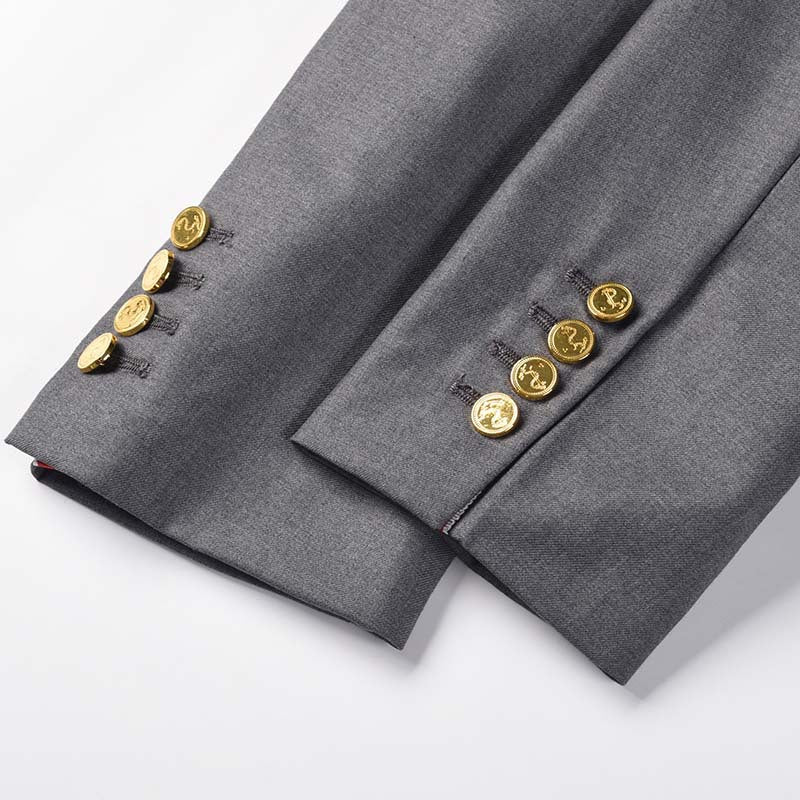 Casual Wool Suit Jacket - Front Zip Closure - Signature Detail | Thom Browne