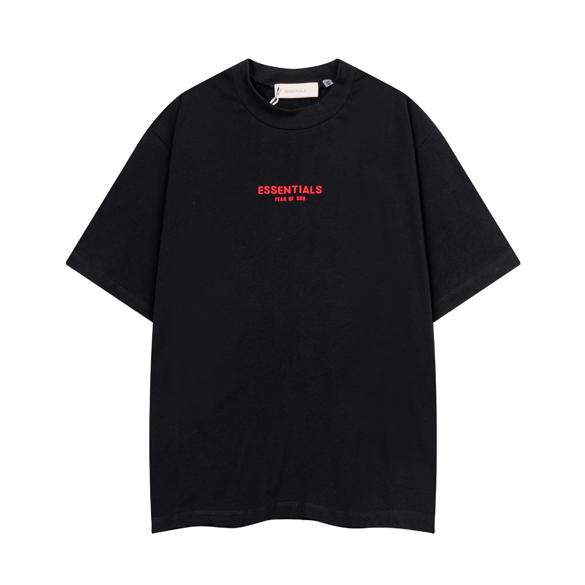 Fear Of God Essentials Red Rubber Letter Crew Neck Short Sleeve T Shirt