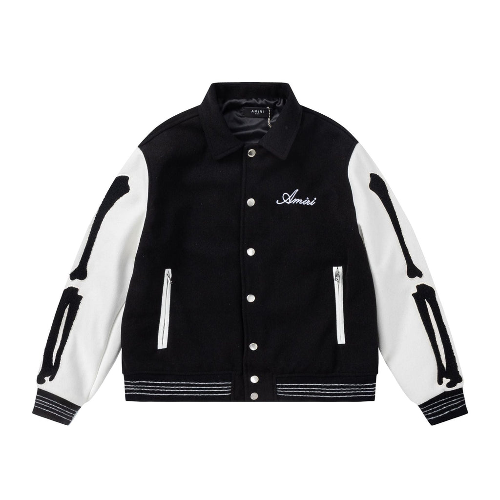 Amiri Bone Towel Embroidered Collared Varsity Jacket Unisex