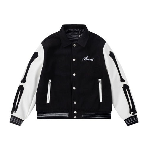 Amiri Bone Towel Embroidered Collared Varsity Jacket Unisex