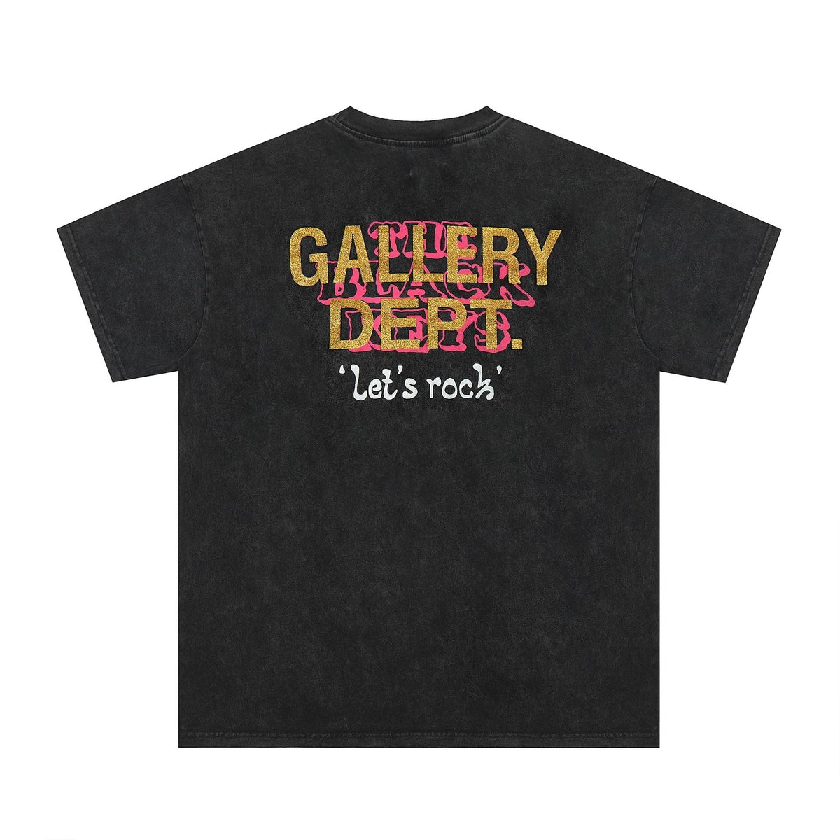Gallery Dept T Shirts Dark Black Seat Printed Washed Distressed Short Sleeve