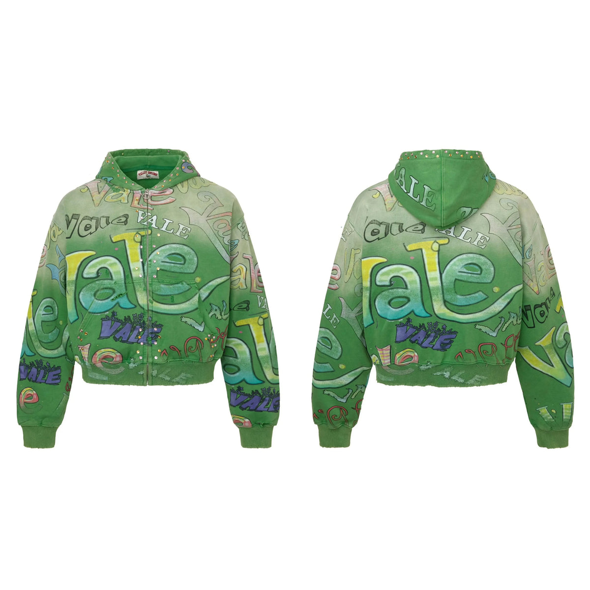 Vale Forever Vale Allover Graffiti Zip Hoodie — Green