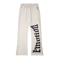 Mixed Emotion Beige Studded Gothic Flare Sweatpants