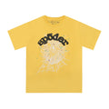 Sp5der Black Logo & White Spider Web Graphic Yellow Short Sleeve T-Shirt