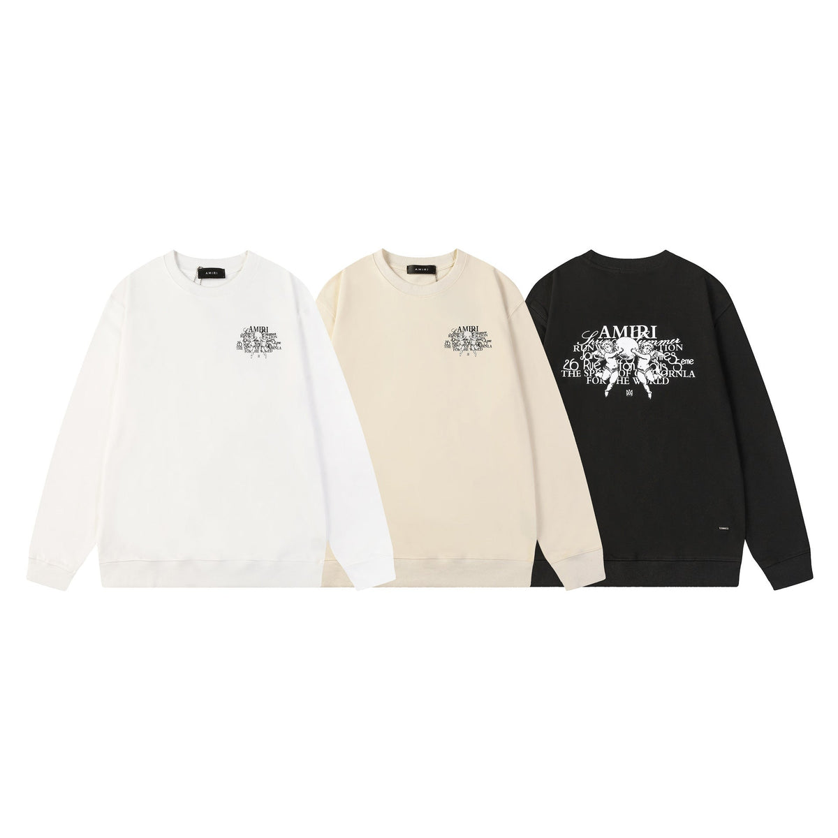 Amiri Logo Letter Dragon Angel Eagle Crewneck Sweatshirt Streetwear