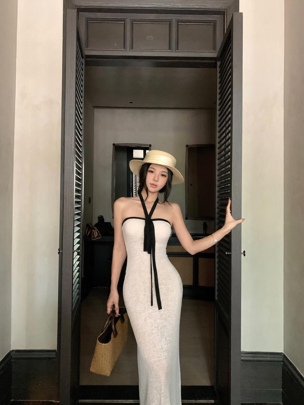 Halter Tie Bandeau Mermaid Maxi Dress Slim Bodycon Summer Long Gown