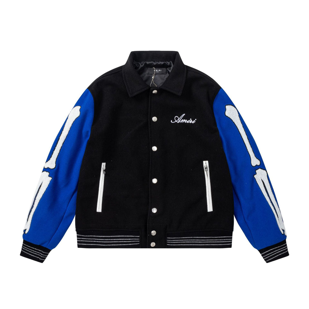 Amiri Bone Towel Embroidered Collared Varsity Jacket Unisex