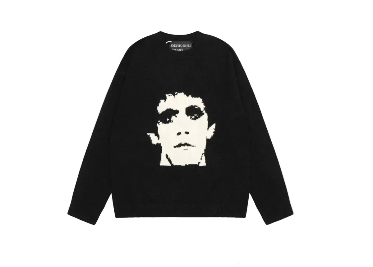 ERD Lou Reed Portrait Jacquard Knit Sweater — Black
