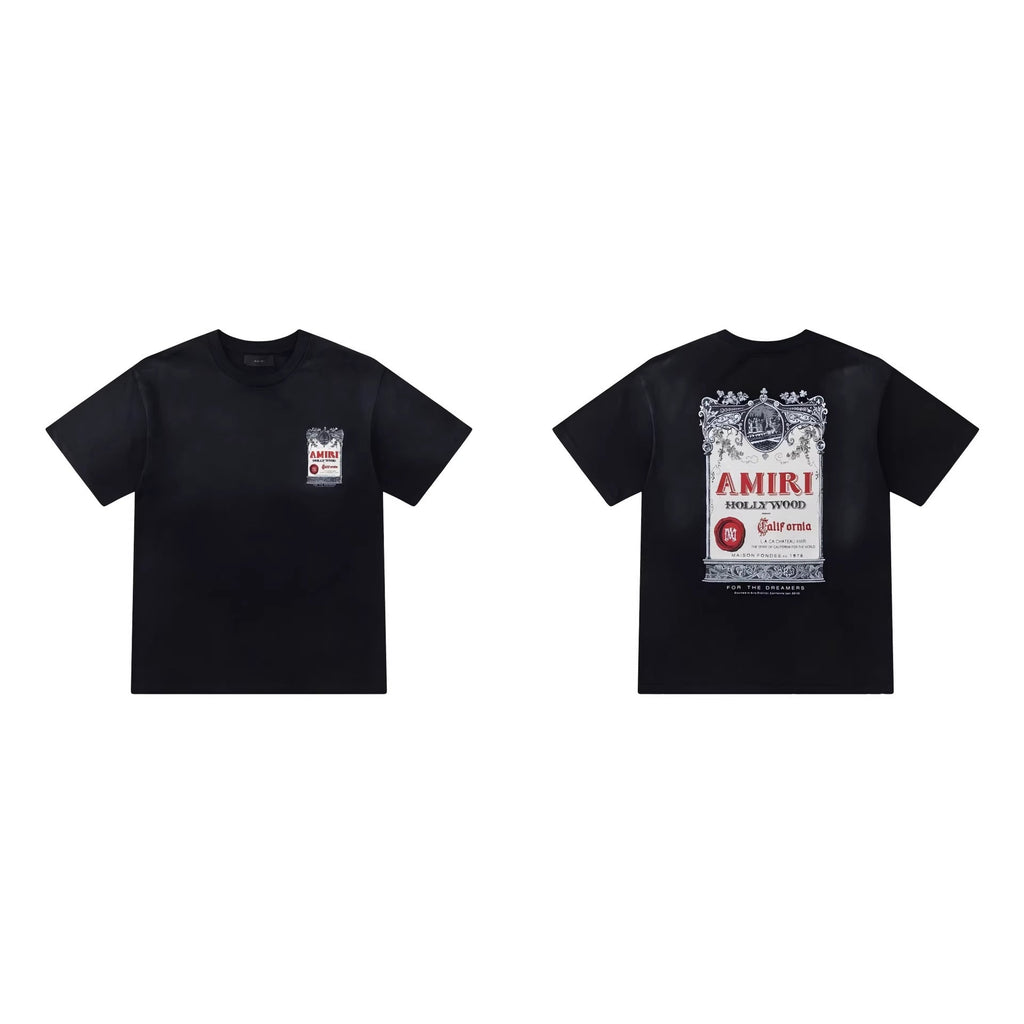 Amiri Club Letter Graphic Crew Neck T-Shirt Unisex