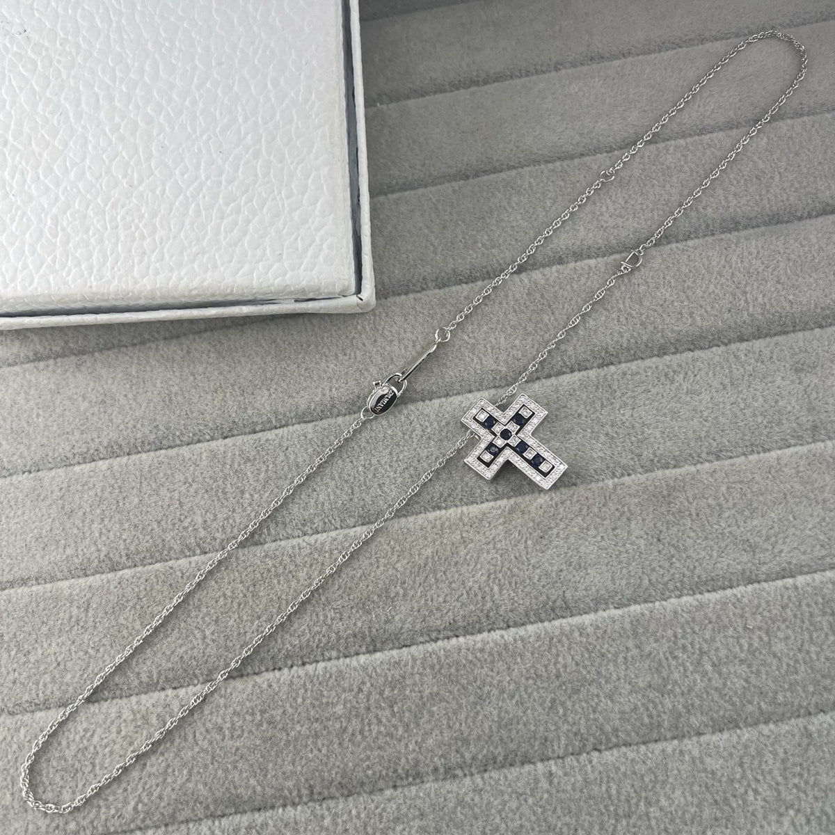 Damiani Style Cross Cubic Zirconia White-Gold-Plated Necklace
