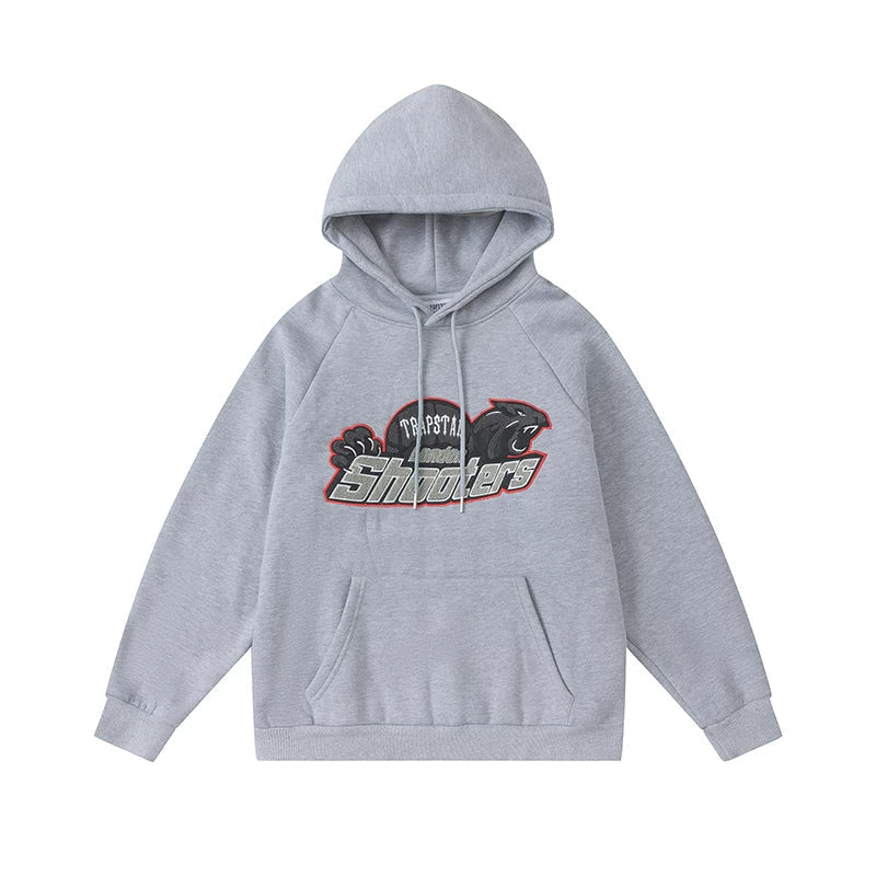 Trapstar London Shooters Red Outline Gray Fleece Hoodie