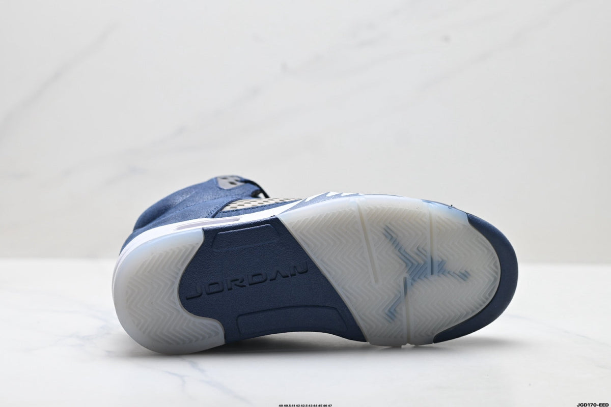 Air Jordan 5 Retro Navy Blue White Sneakers