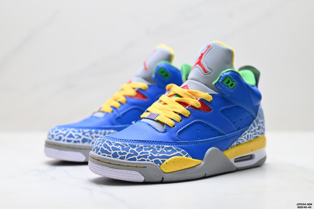 Air Jordan 5 Retro Royal Blue Yellow Green Sneakers