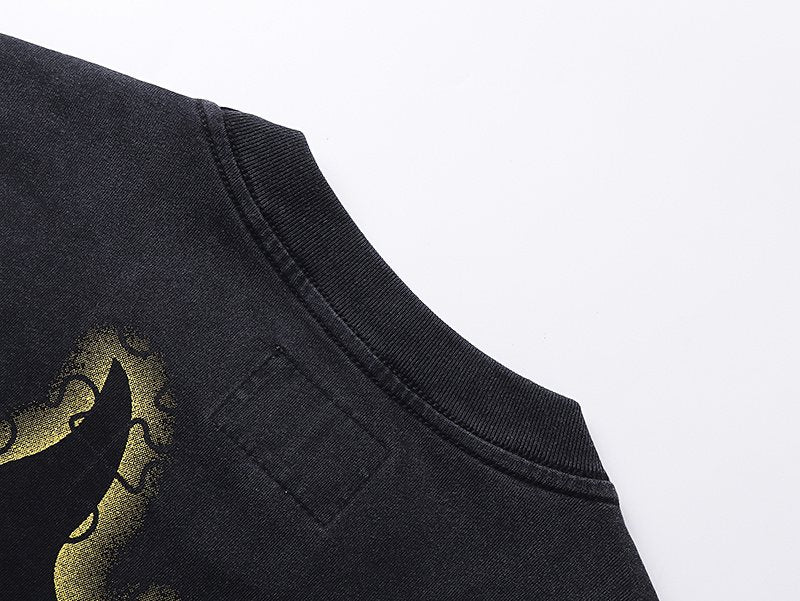 Godspeed Washed Black Skull & Sun-Eye Graphic T-Shirt