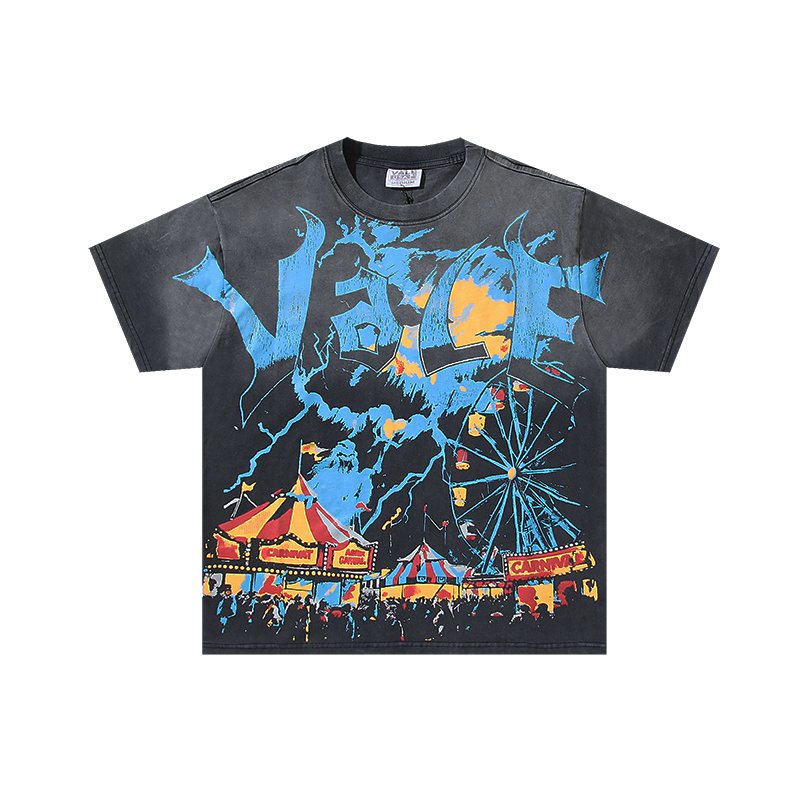 VALE USA Carnival Graphic T-Shirt - Charcoal Gray