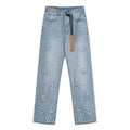 Ksubi Light Blue Embroidered Straight-Leg Jeans