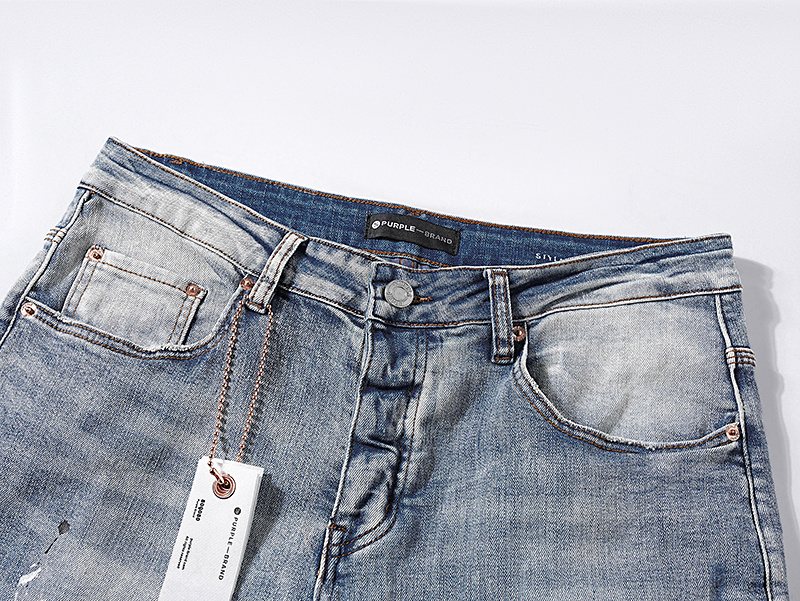 Purple Brand Light Blue Distressed Paint Splatter Jeans