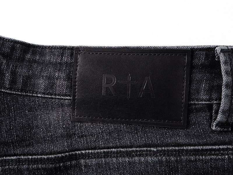 RTA Black Cross-Stud Washed Denim Jeans