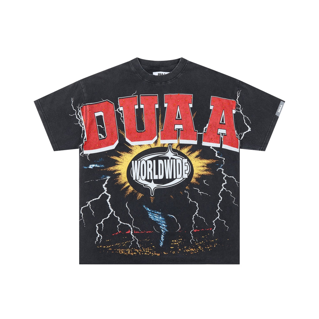 DUAA Black Rhinestone Graphic Short-Sleeve T-Shirt