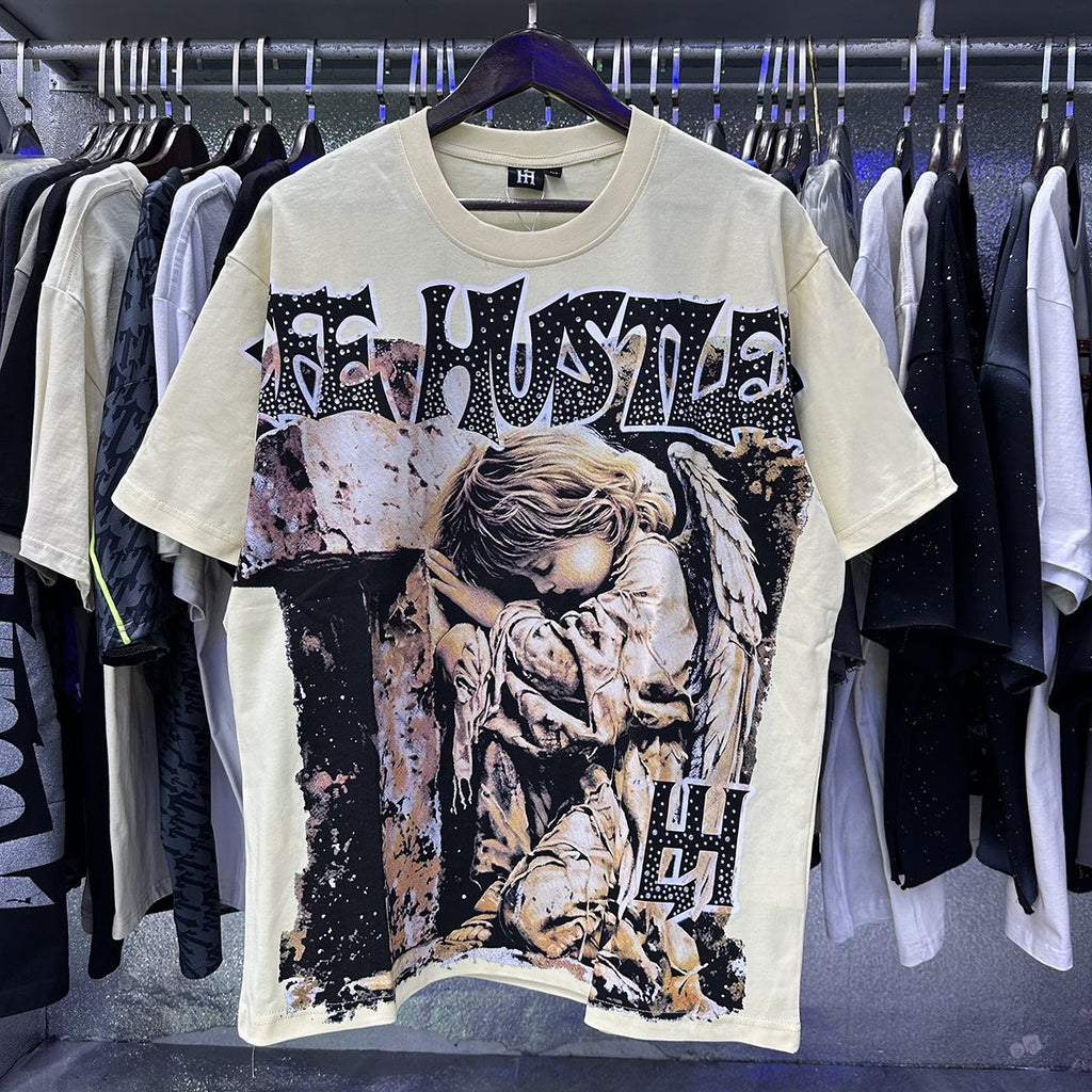 Life Hustlere Praying Angel Rhinestone Graphic T-Shirt