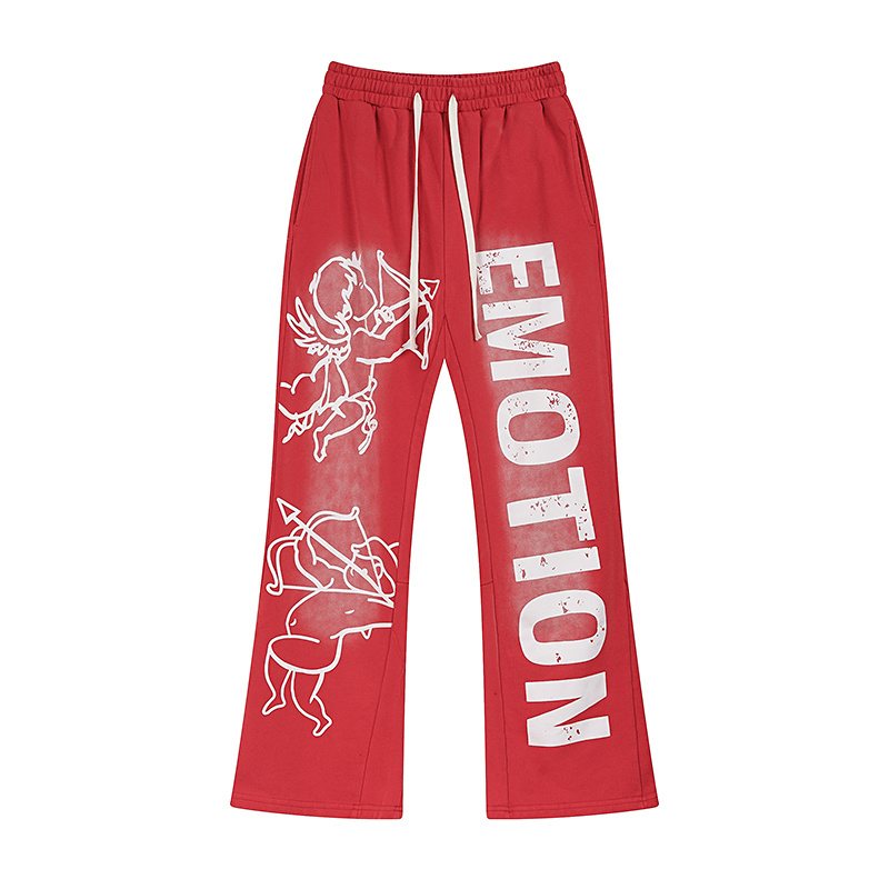 MIXED EMOTION Washed Graphic Flared Pants