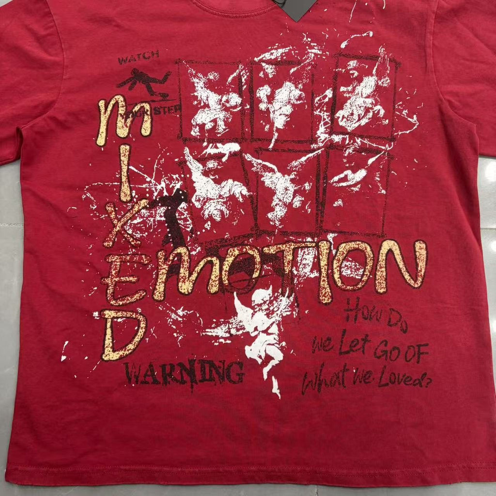 Mixed Emotion Warning Graphic Short-Sleeve T-Shirt