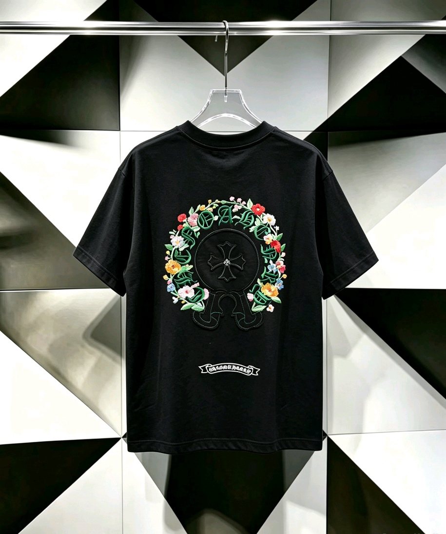Chrome Hearts Floral Horseshoe Cross Graphic T-Shirt
