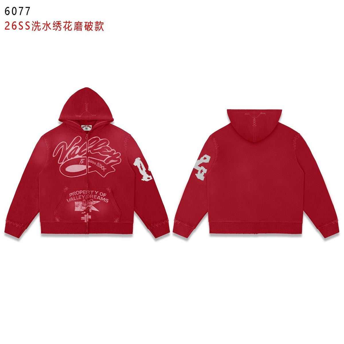 Valley Dreams Washed Full-Zip Graphic Hoodie
