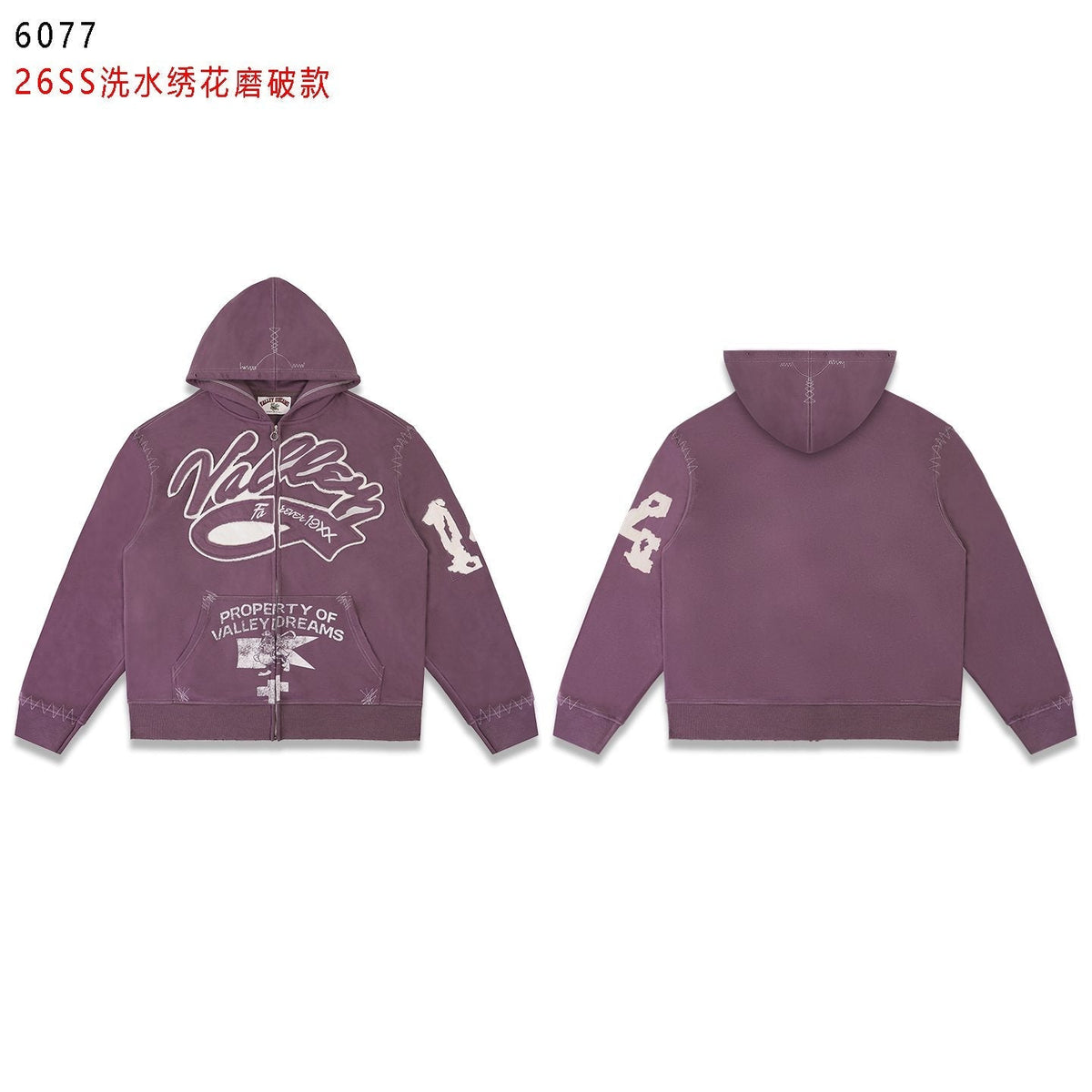 Valley Dreams Washed Full-Zip Graphic Hoodie