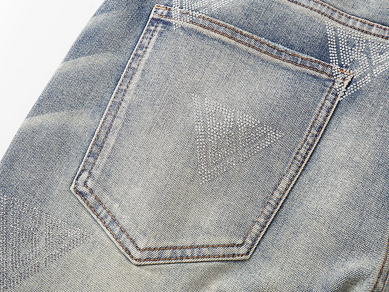 VALABASAS Triangle Motif Washed Denim Jeans