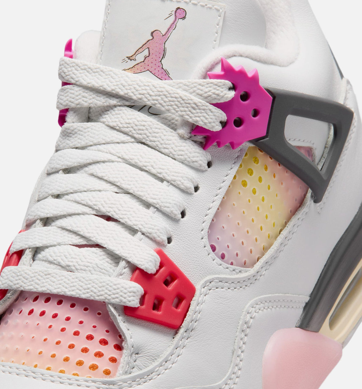 Air Jordan 4 Retro Comic Big Kids' Sneakers - White / Pink / Smoke Grey