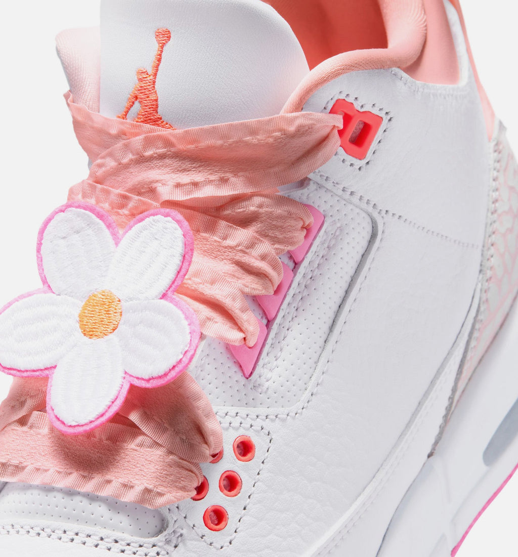 Air Jordan 3 Retro Spring Flowers Grade School Lifestyle Shoes - Pearl Pink/Pink Bloom/Pink Glow/Hyper Orange