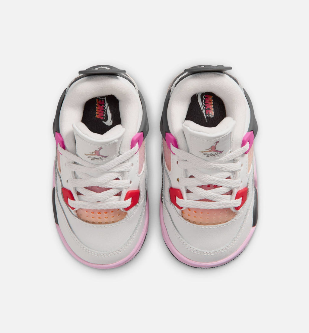 Air Jordan 4 Retro Comic Infant/Toddler Lifestyle Shoes - Off White/Fire Pink/Anthracite