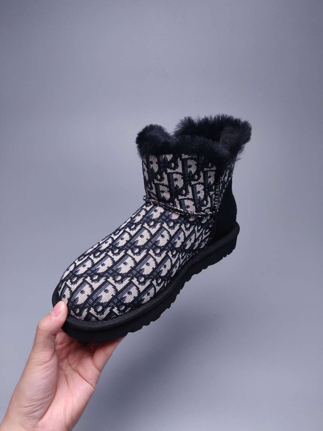 Dior-Inspired Textured Snow Boot — Black | New Arrival | In Stock