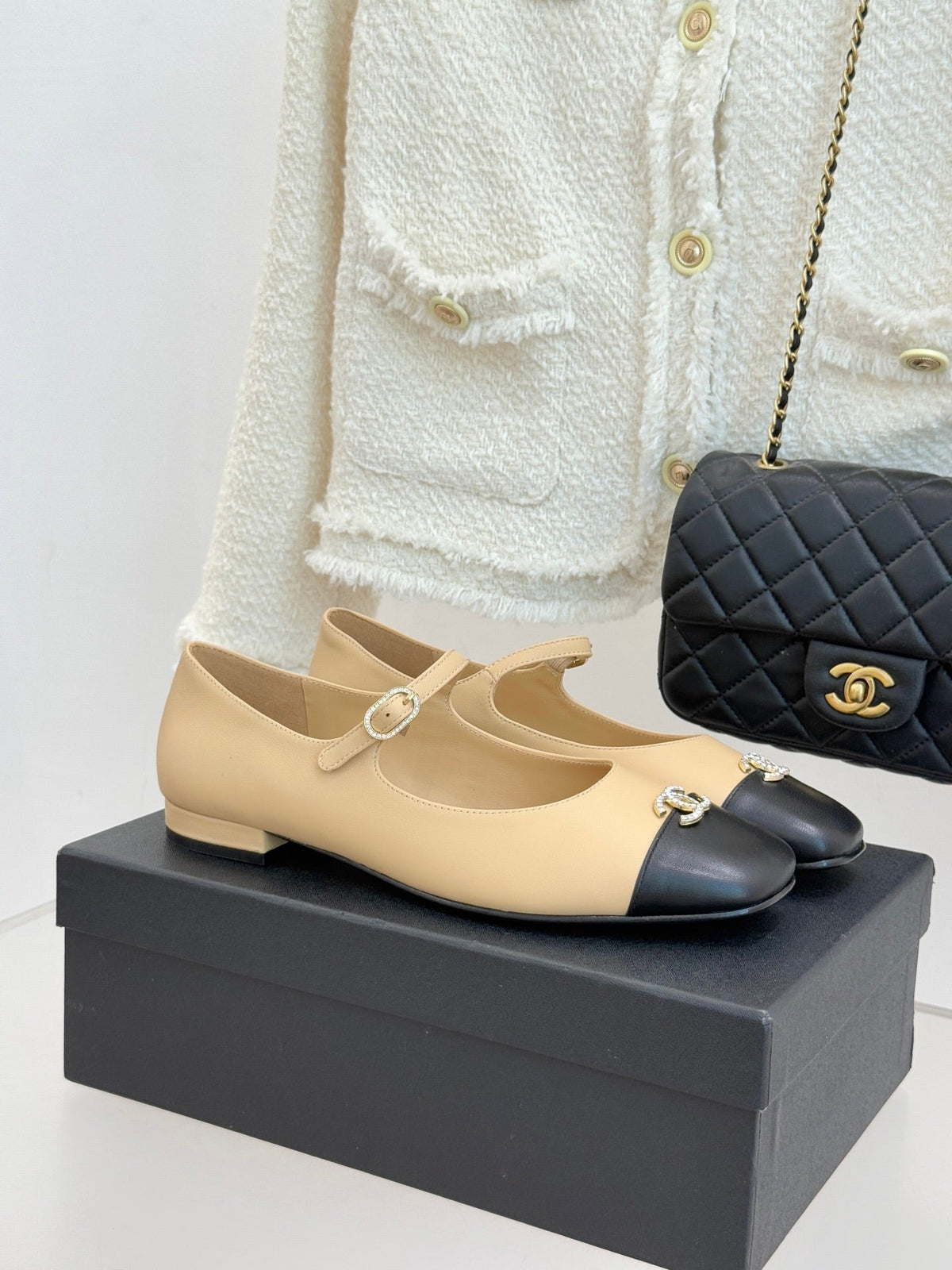 Chanel Rhinestone Double C Mary Jane Flats – 25K Collection