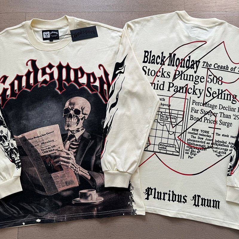 Godspeed Black Monday Skeleton Newspaper Long-Sleeve T-Shirt