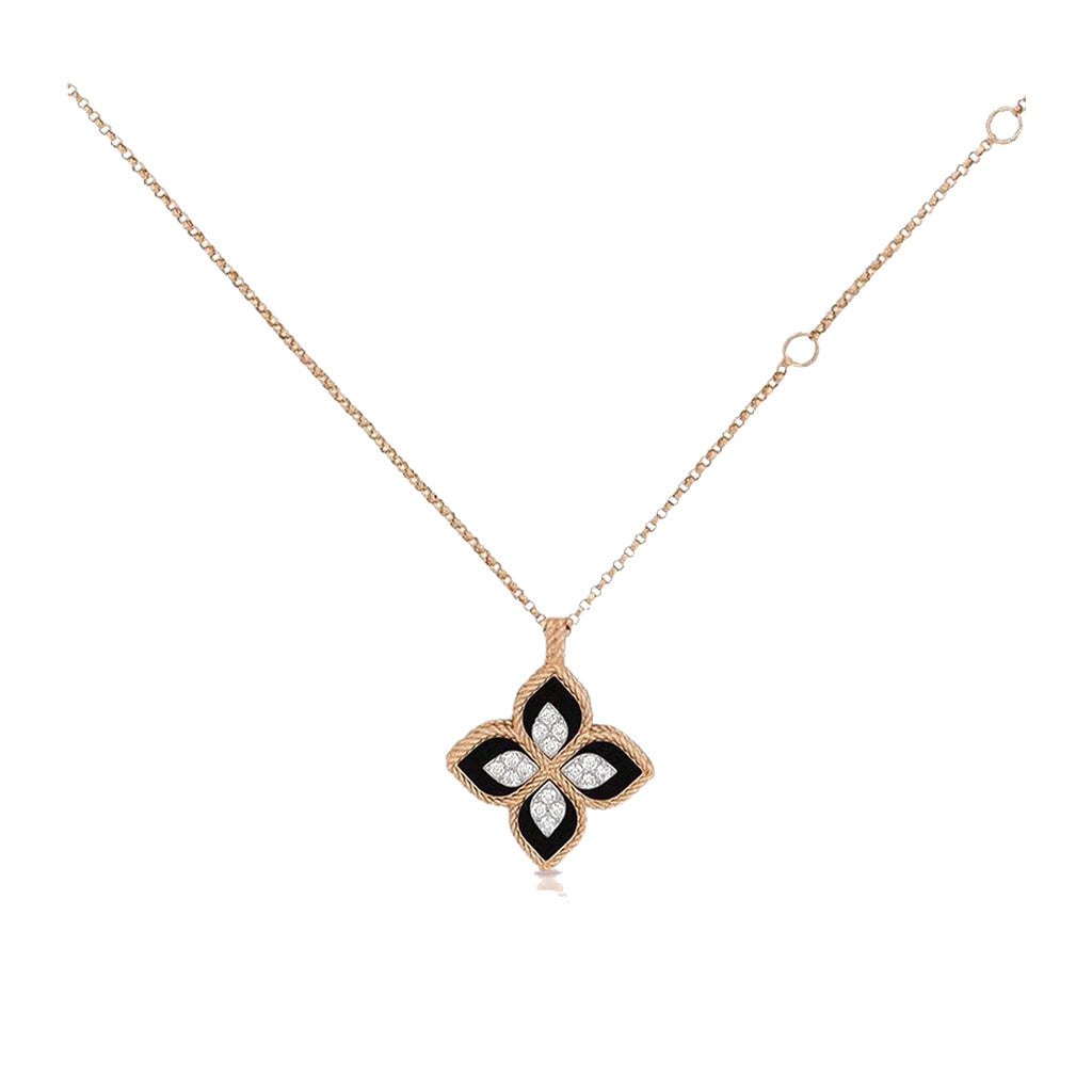 Roberto Coin Style Four-Leaf Clover Cubic Zirconia Necklace