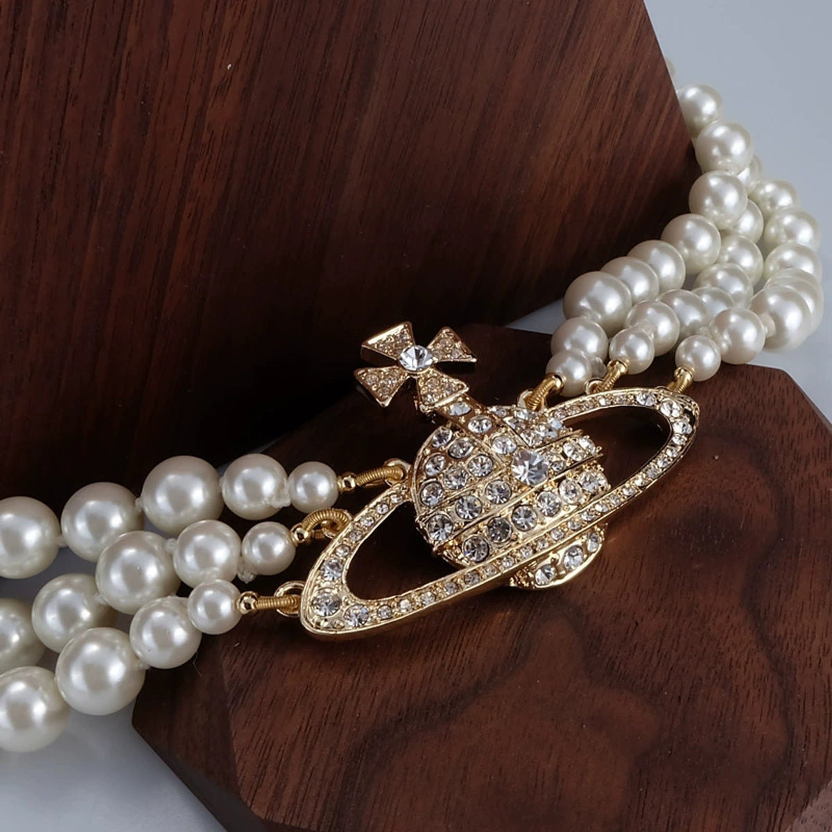 Vivienne Westwood Style Triple Pearl Orb Necklace