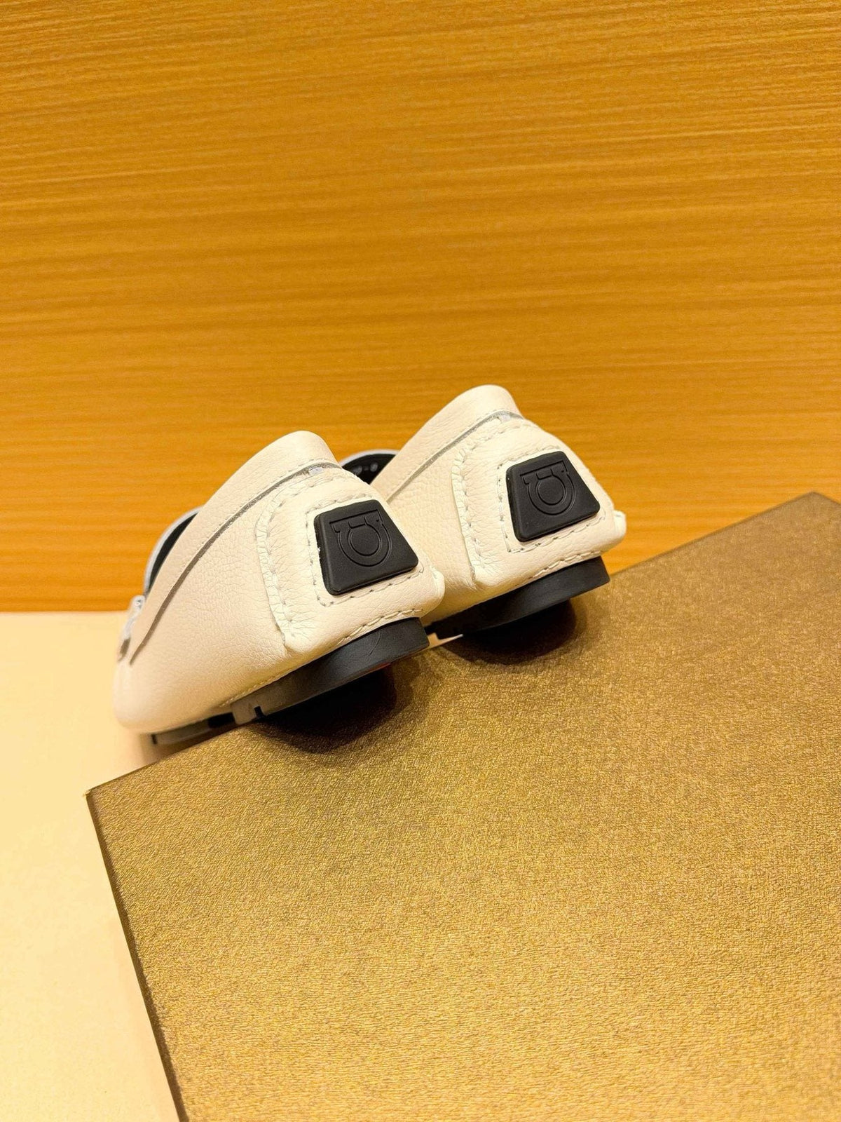 Ferragamo White Metal-Accent Loafers