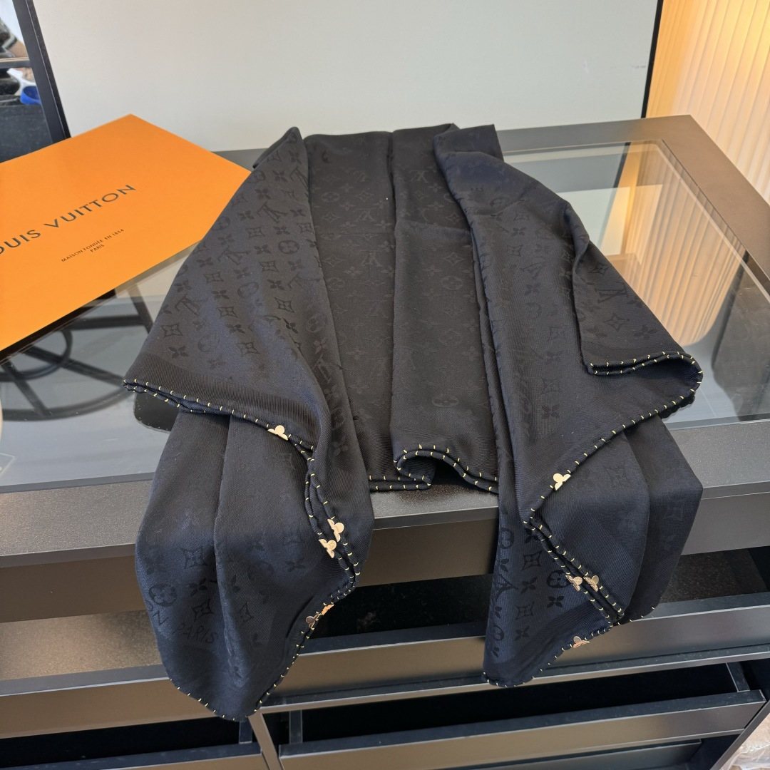 Louis Vuitton Navy Blue Patterned Scarf