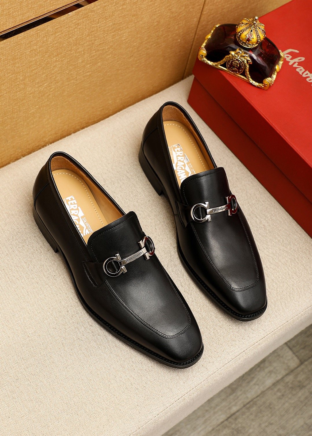 Ferragamo Black Buckle Loafers - Pointed Toe