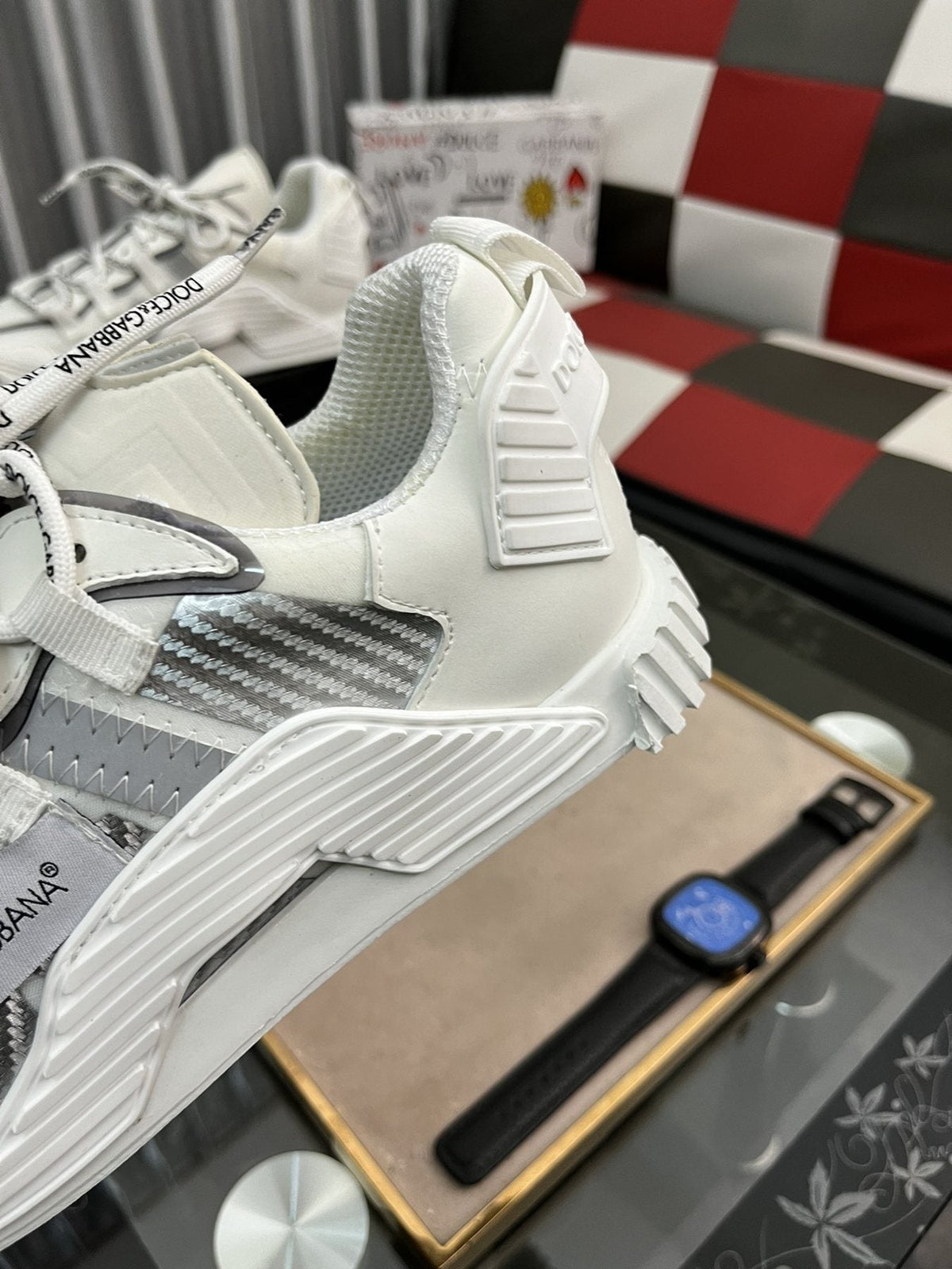 Dolce & Gabbana White and Light Gray Chunky Sneakers