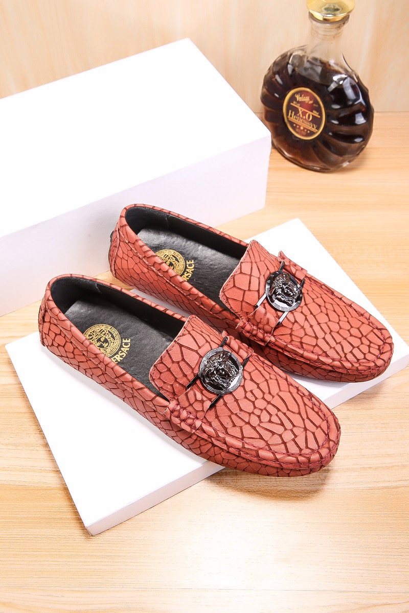 Versace Reddish Brown Patterned Loafers