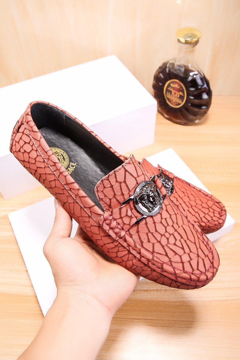 Versace Reddish Brown Patterned Loafers