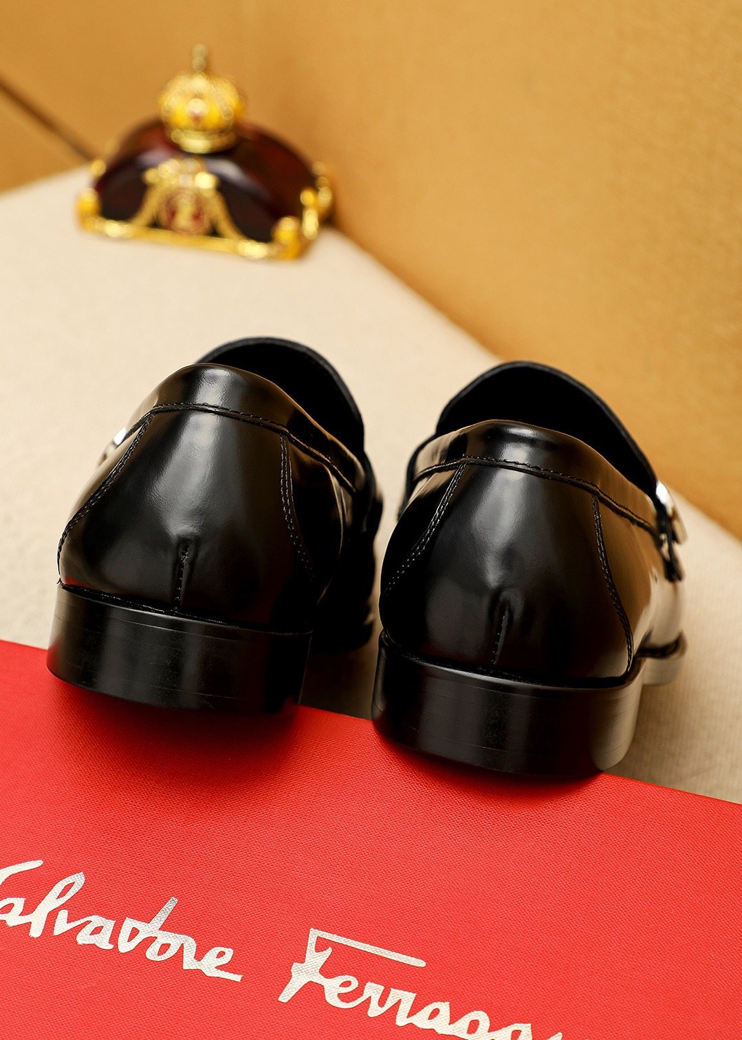 Ferragamo Black Buckle Loafers