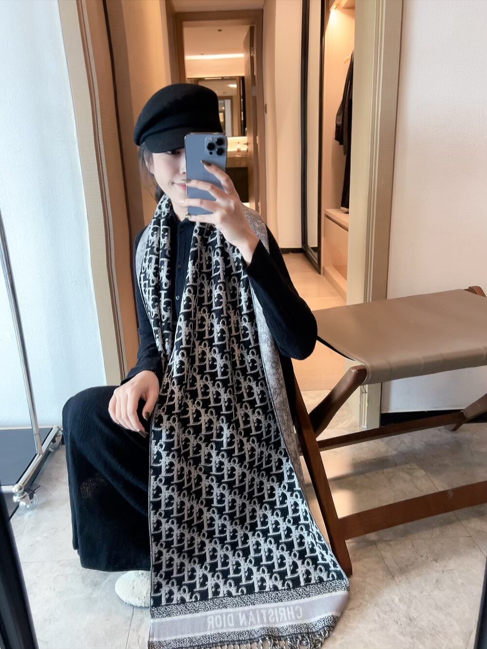 Dior Monogram Fringed Scarf