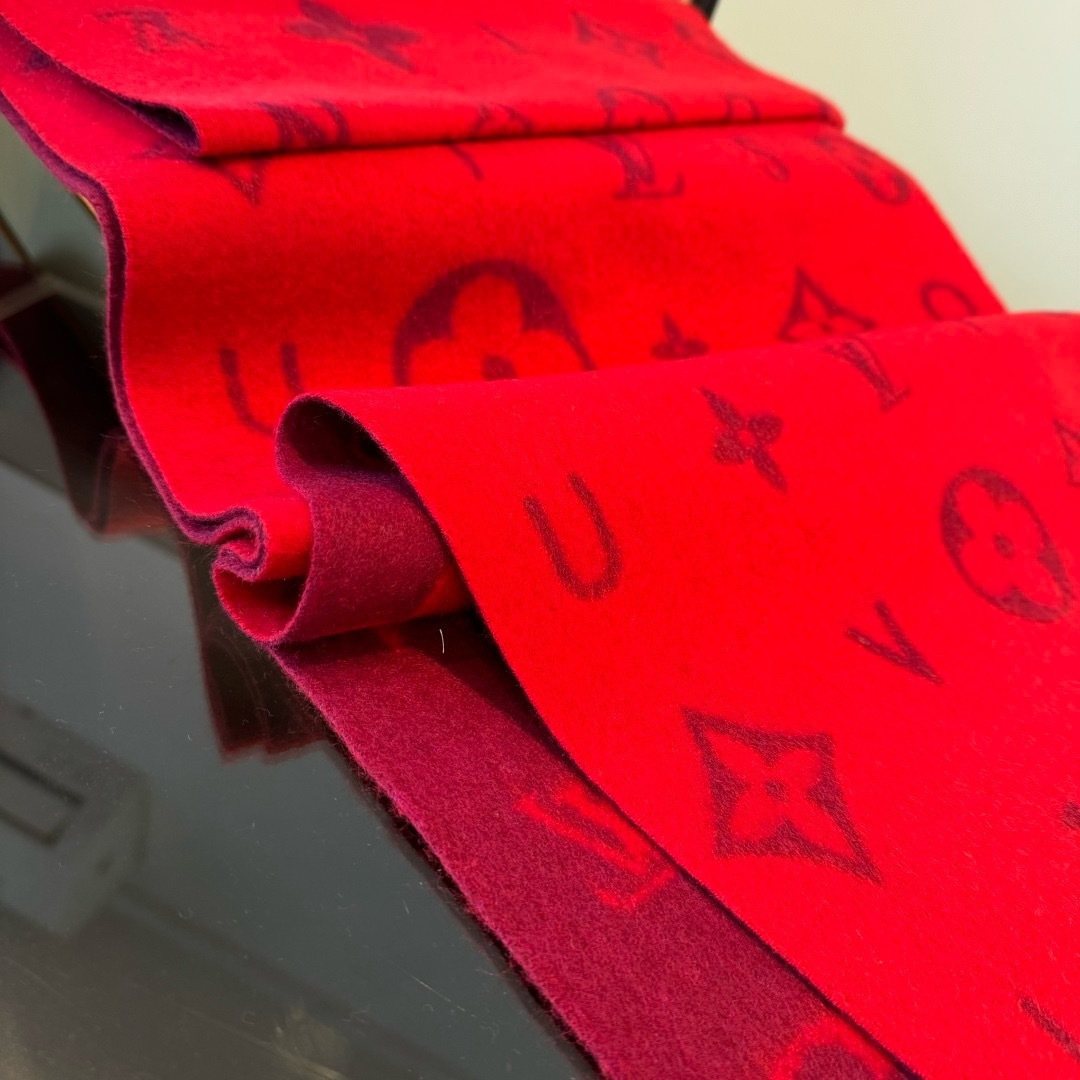 Louis Vuitton Red Burgundy Patterned Scarf