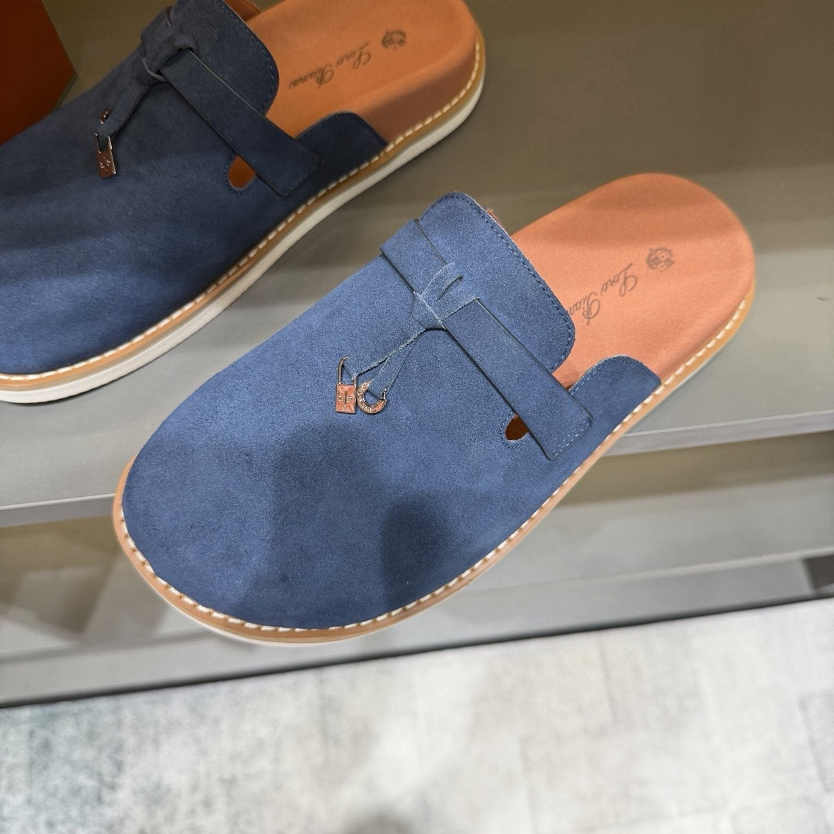 Loro Piana Navy Blue Slip-On Mule Loafers