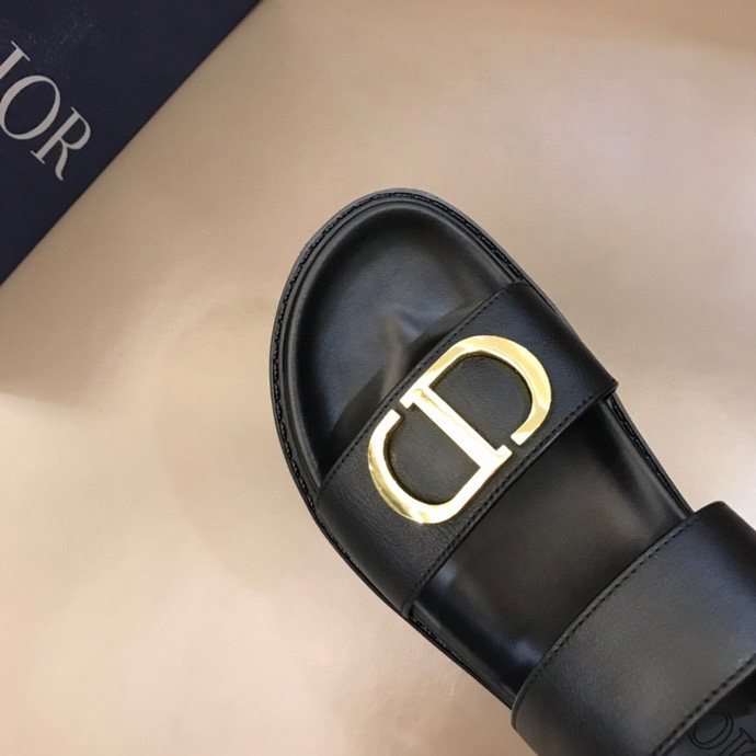 Dior Men's Black Gold-Tone Hardware Sandals